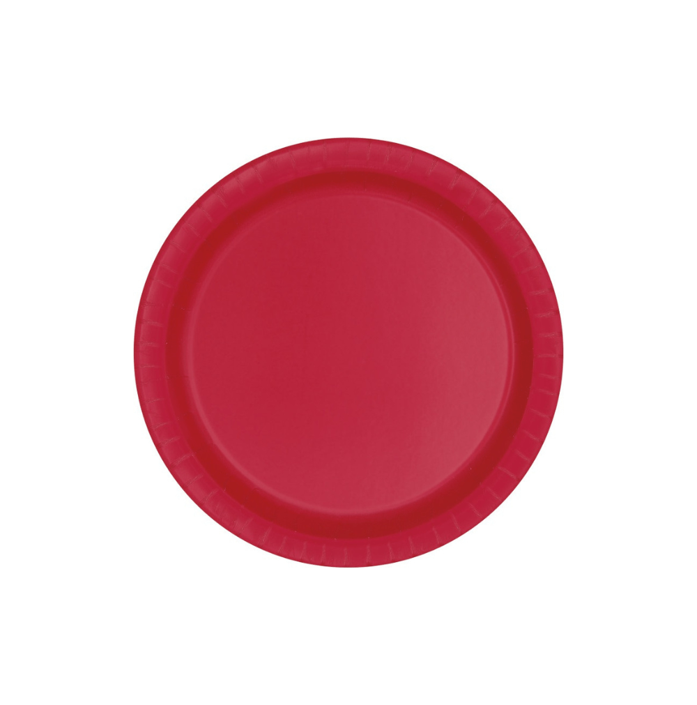 Ruby red round 7in plate 20ct Solid color paper plate 9" 16ct. - Image 1