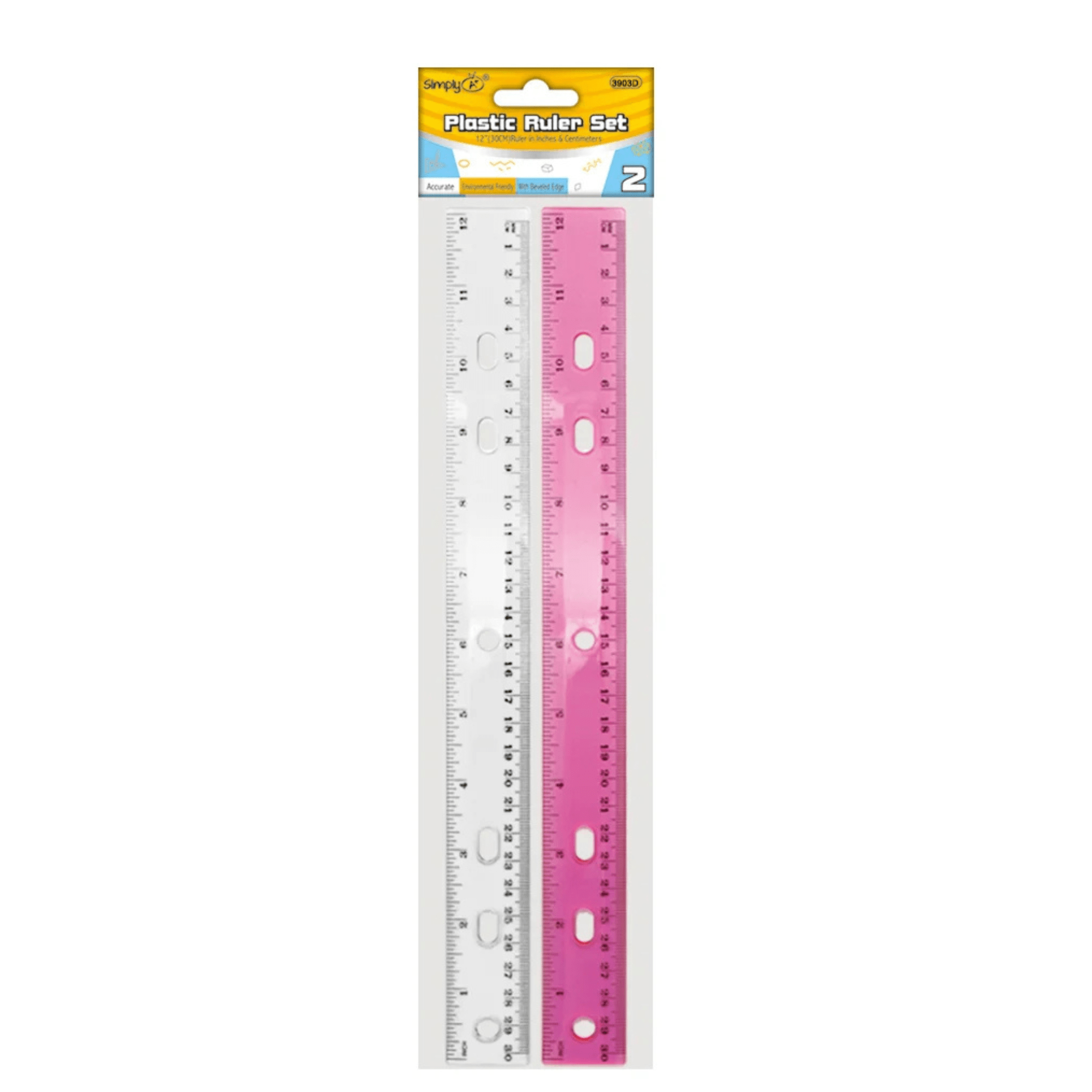 Ruler set clesr and pink 2ct-1.25 Ruler set clesr and pink 2ct - Image 1