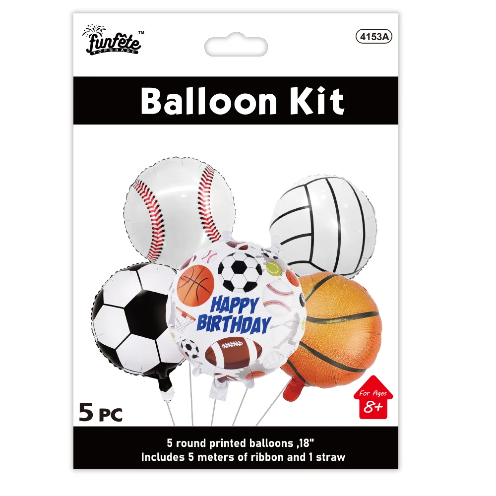 Sports ball set 5ct.-14.99 Game theme balloon bouquet. - Image 1