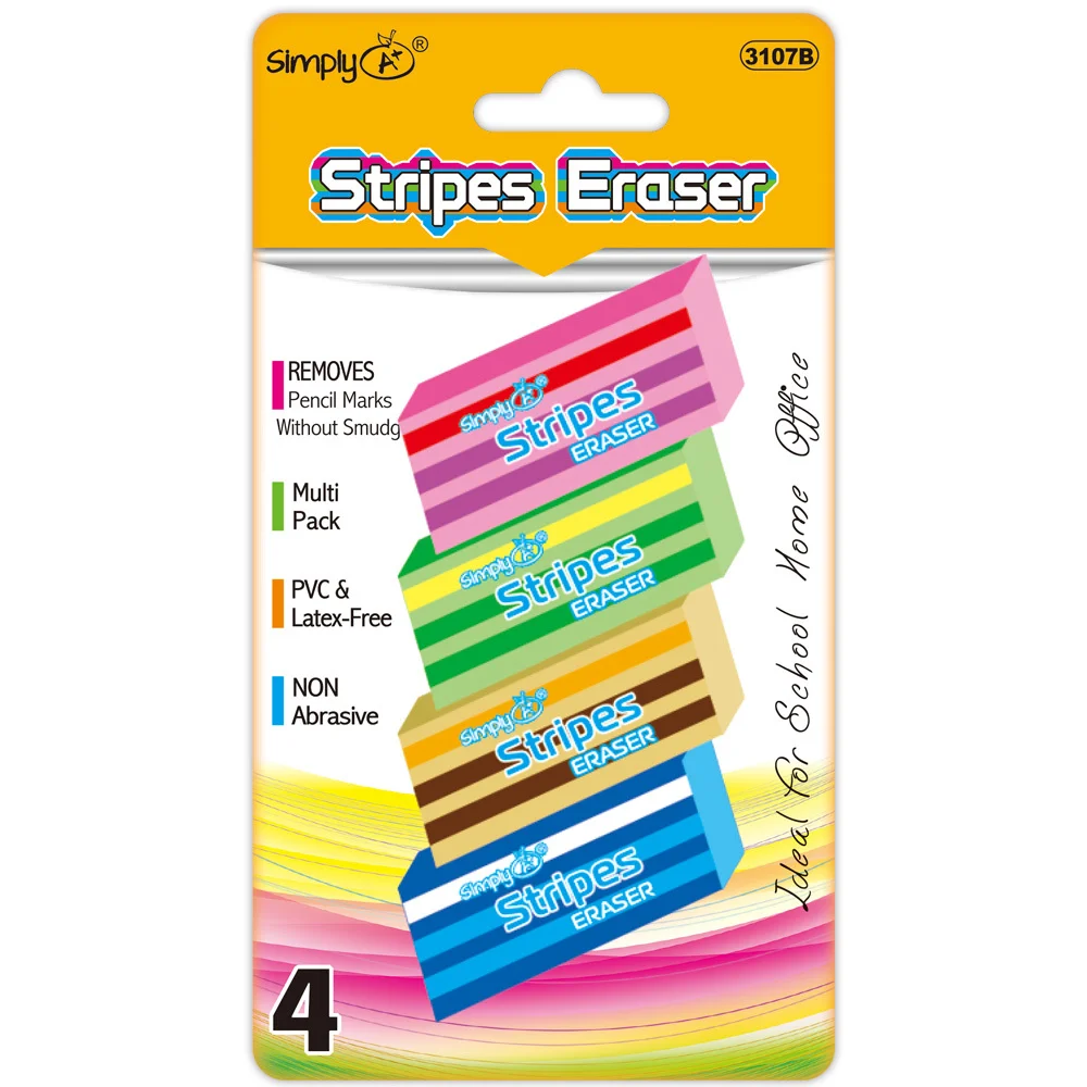 Stripes eraser 4ct-1.29 Stripes eraser 4ct - Image 1