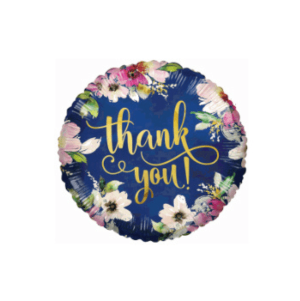 Thank you floral foil balloon 18inch_$3.99 Floral thank you foil balloon 18" - Image 1