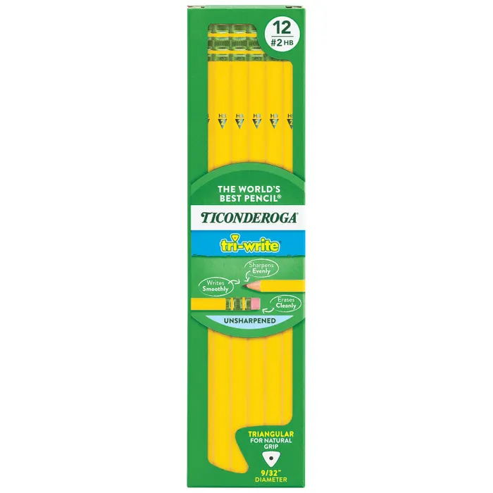 Ticonderoga Tri write #2HB unsharpened pencil 12ct-3.49 Ticonderoga Tri write #2HB unsharpened pencil - Image 1