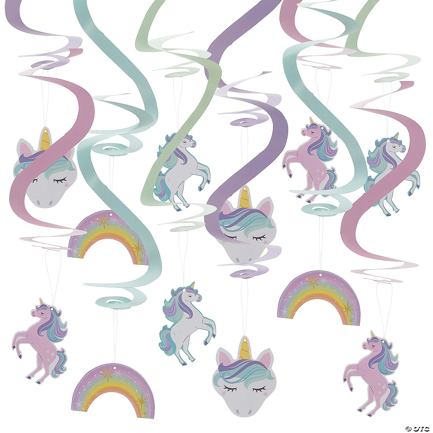 Unicorn party hanging swirl 12pc-7.99 Unicorn hanging swirl 12ct. - Image 1