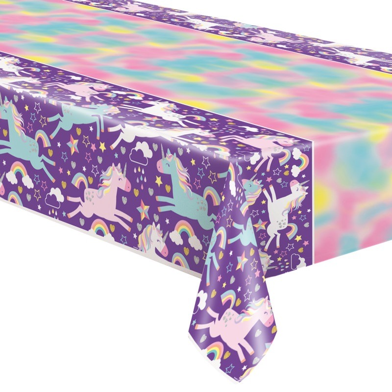 Unicorn plastic table cover 54in X 84in-3.99 Unicorn table cover - Image 1