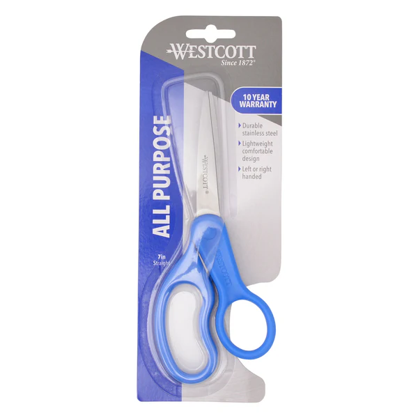 Westcott all purpose 7in straight scissor straight-2.49 Westcott all purpose 7in straight scissor straight - Image 1