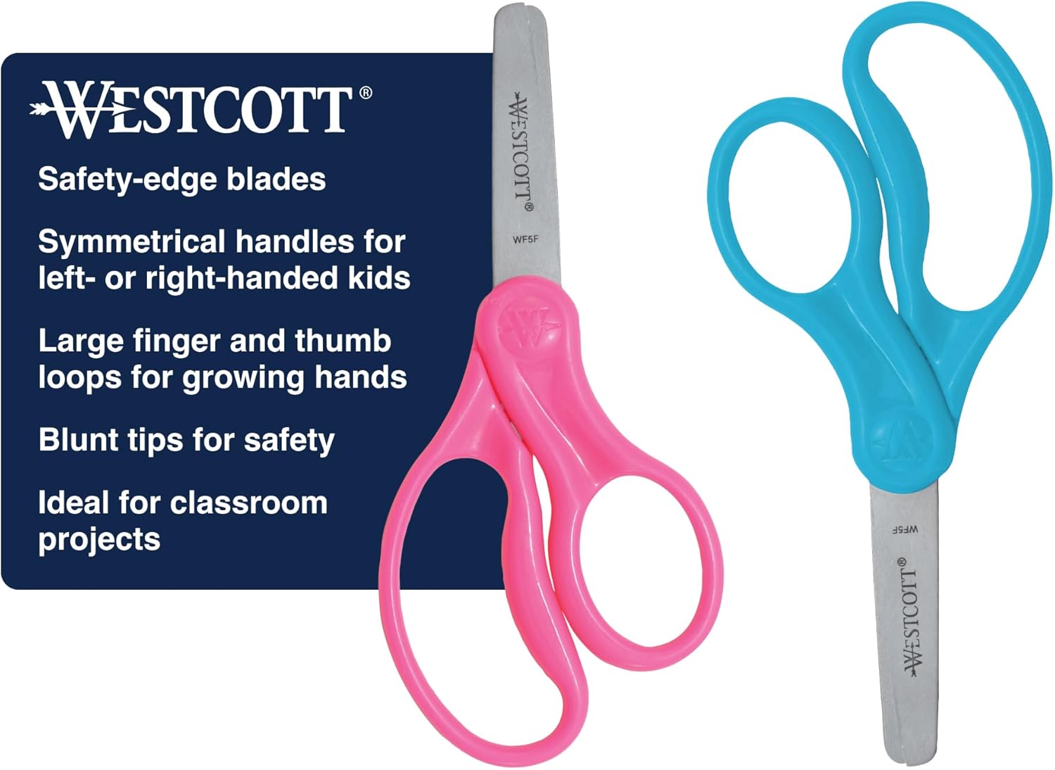 Westcott for kids blunt tip scissor 2pk pink and blue-2.49 Westcott for kids blunt tip scissor 2pk pink and blue - Image 1