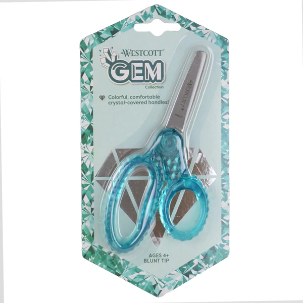 Westcott gem crystal covered scissor blunt tip 5inch light blue-2.49 Westcott gem crystal covered scissor blunt tip 5inch - Image 1