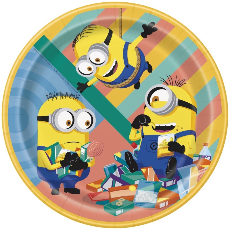 menion round 9in plate 8ct Minion paper plate - Image 1